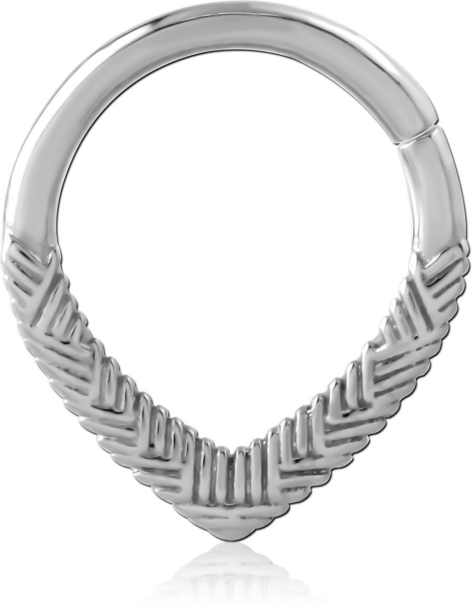 316L SURGICAL STEEL HINGE SEGMENT RING CHEVRON WOVEN TEXTURE NOSE HOOP