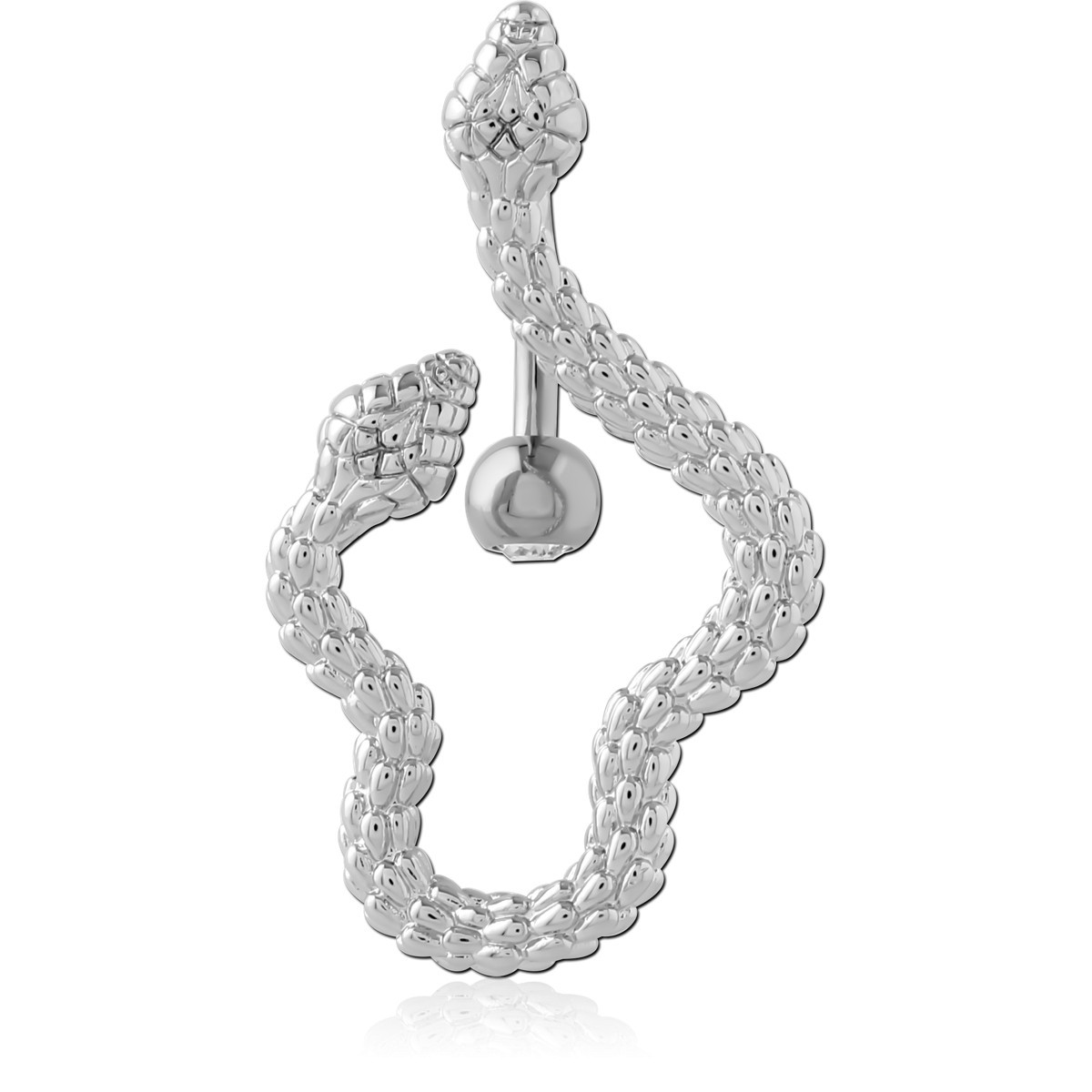 RHODIUM PLATED BRASS DOUBLE JEWELED NAVEL BANANA