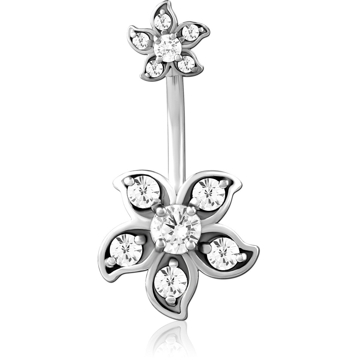 SURGICAL STEEL DOUBLE JEWELLED NAVEL BANANA