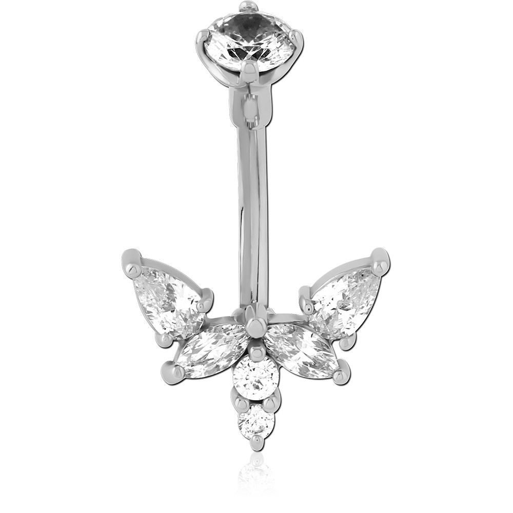 SURGICAL STEEL JEWELLED NAVEL BANANA