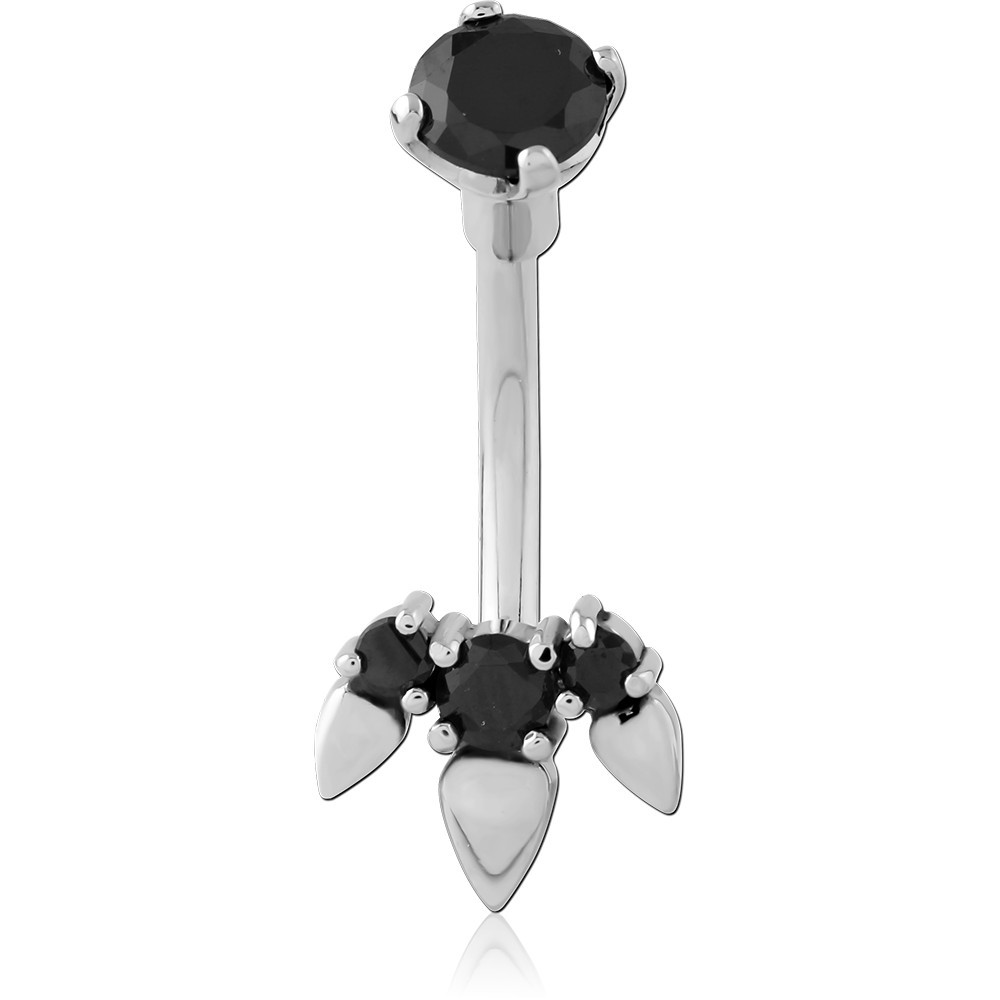 SURGICAL STEEL JEWELLED NAVEL BANANA