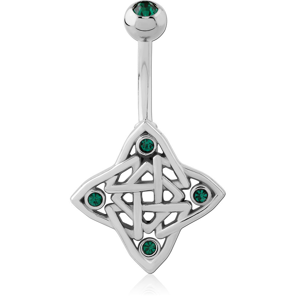 SURGICAL STEEL JEWELLED NAVEL BANANA