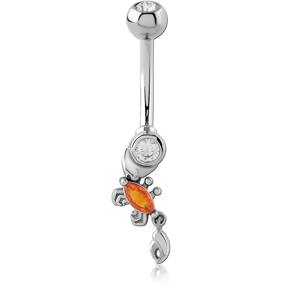 SURGICAL STEEL JEWELED NAVEL BANANA
