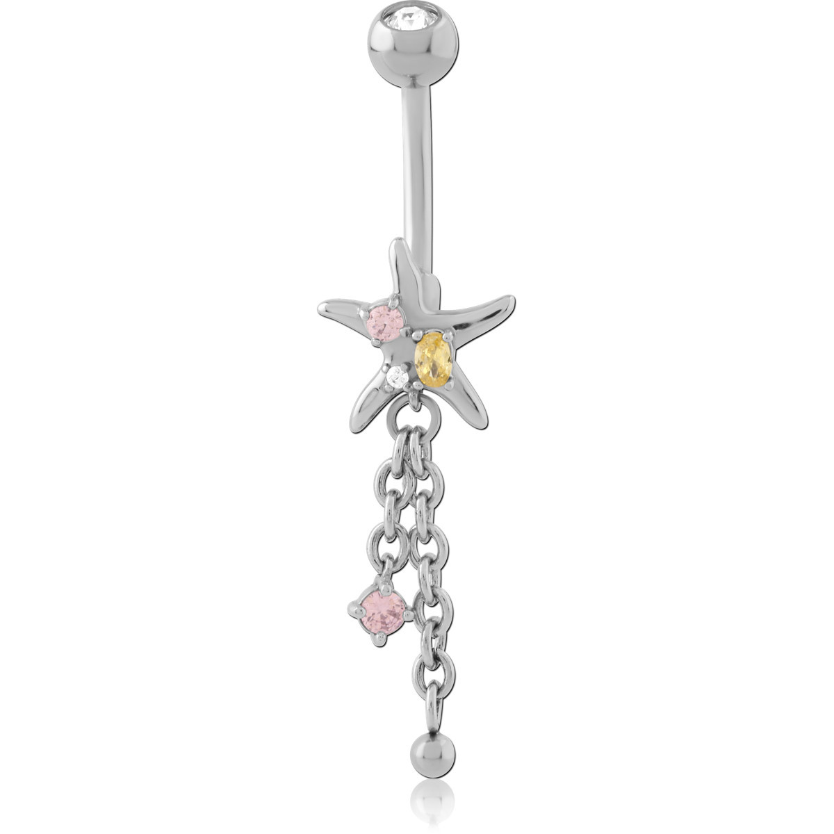 SURGICAL STEEL JEWELLED NAVEL BANANA