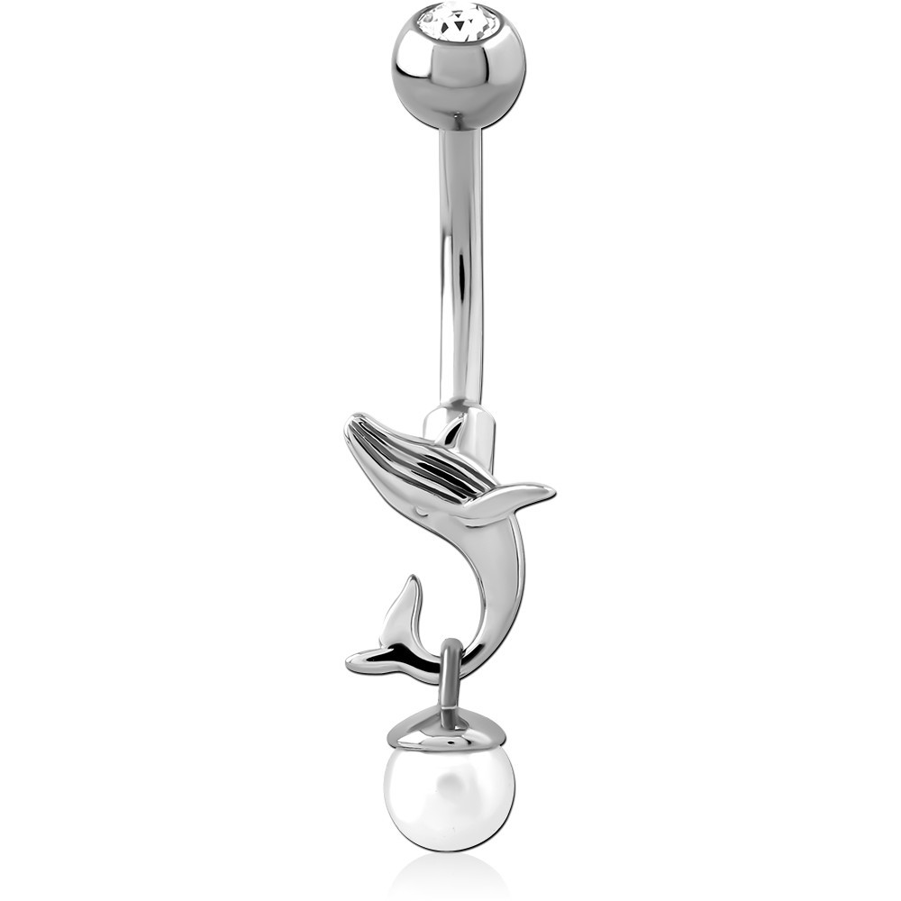 SURGICAL STEEL JEWELLED NAVEL BANANA