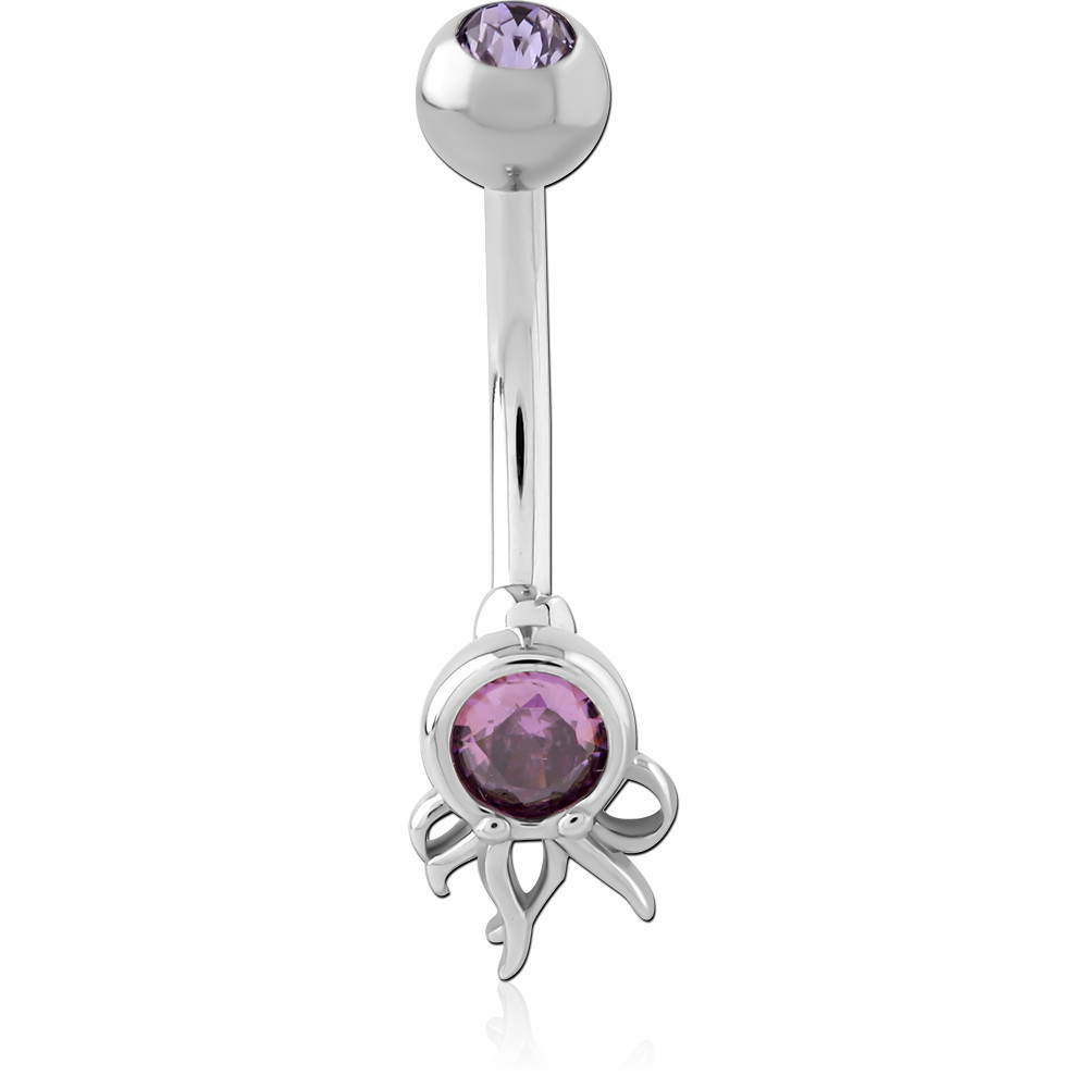 SURGICAL STEEL JEWELLED NAVEL BANANA