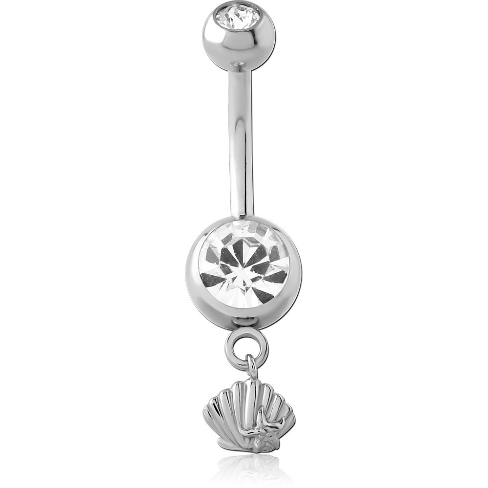 SURGICAL STEEL JEWELLED NAVEL BANANA