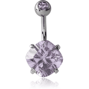 SURGICAL STEEL SQUARE 10MM CZ DOUBLE JEWELLED NAVEL BANANA