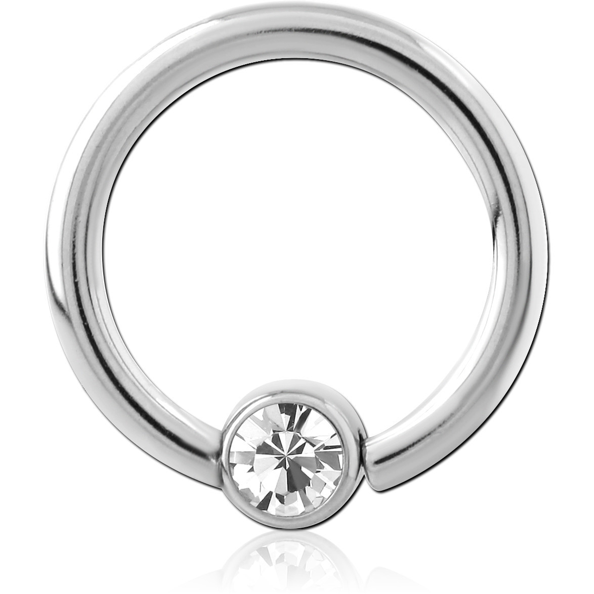 SURGICAL STEEL JEWELED DISC FIXED BFEAD RING