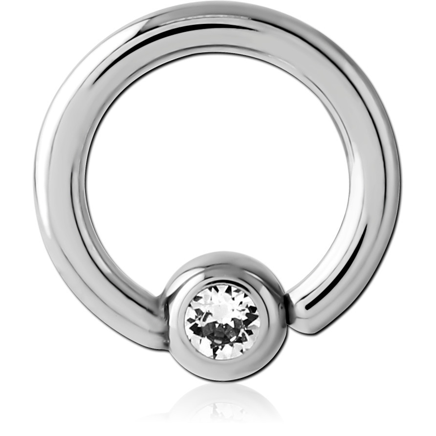 SURGICAL STEEL JEWELED FIXED BFEAD RING