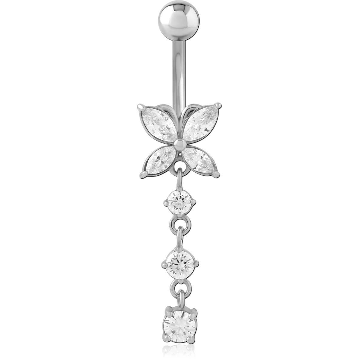 SURGICAL STEEL JEWELLED NAVEL BANANA