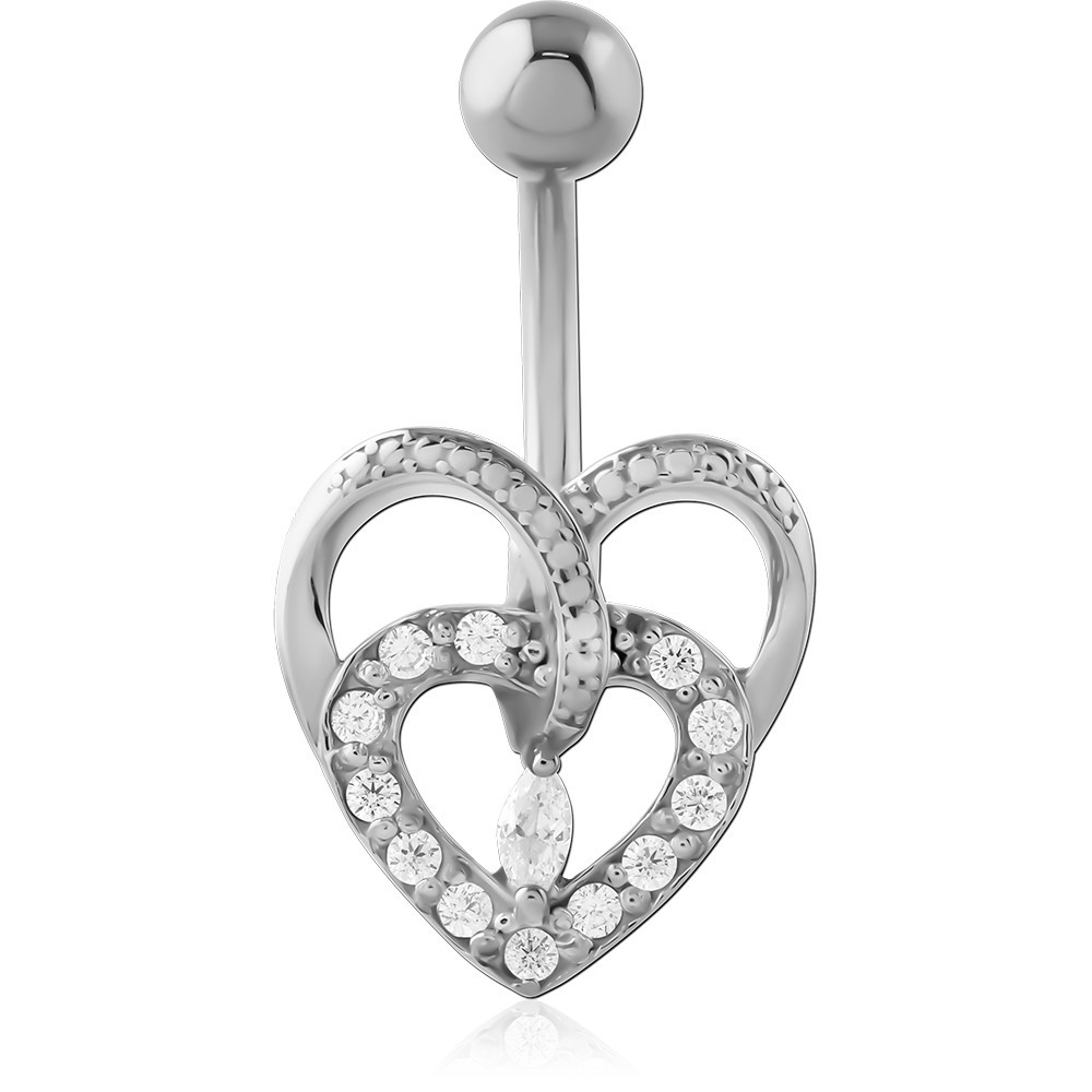 SURGICAL STEEL JEWELLED NAVEL BANANA
