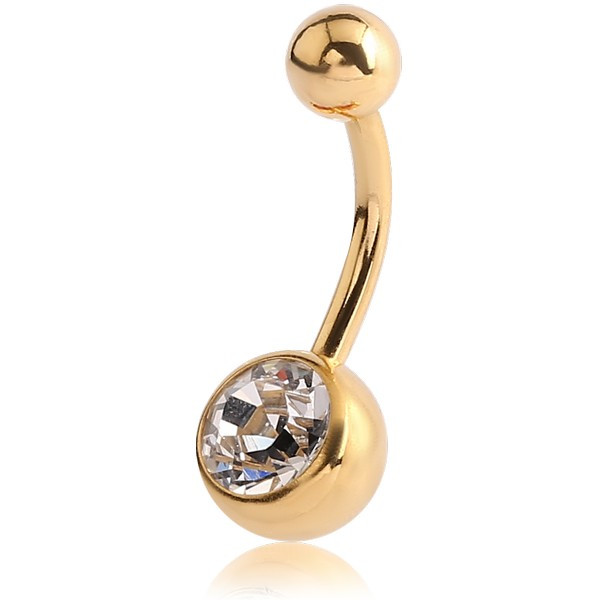 GOLD PVD 18K COATED SURGICAL STEEL VALUE JEWELLED NAVEL BANANA