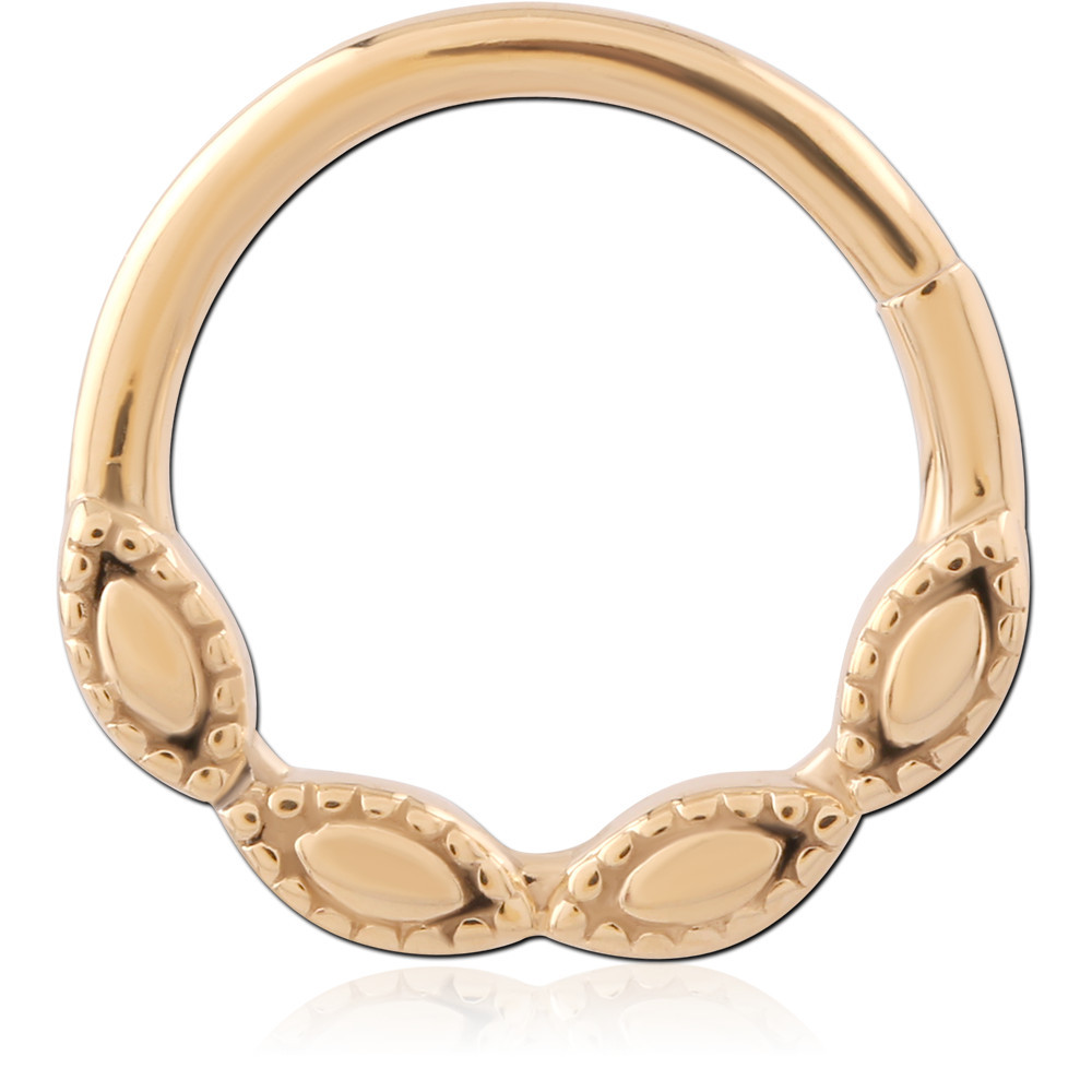 GOLD PVD 18K COATED SURGICAL STEEL HINGE SEGMENT RING MARQUISE ACCENTS