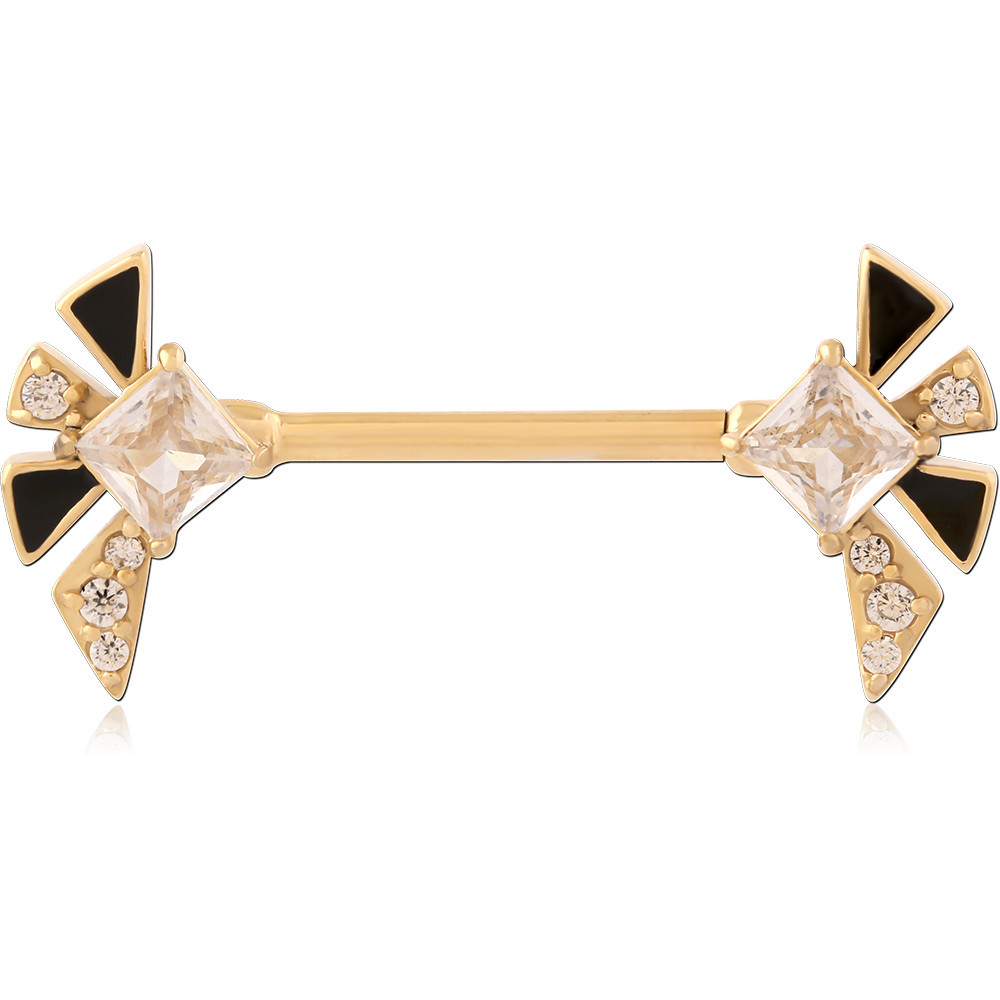 316L GOLD PVD 18K COATED SURGICAL STEEL INTERNAL NIPPLE BARBELL