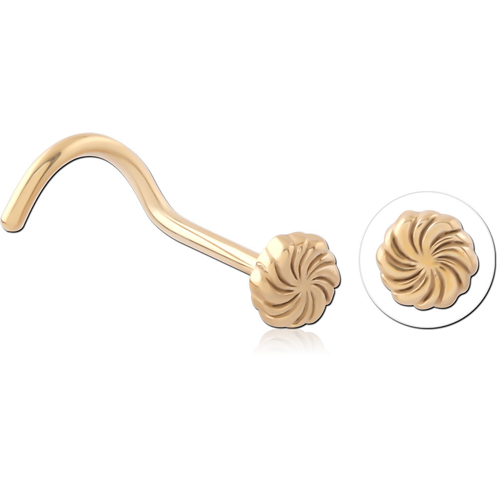 GOLD PVD 18K COATED SURGICAL STEEL CURVED NOSE STUD