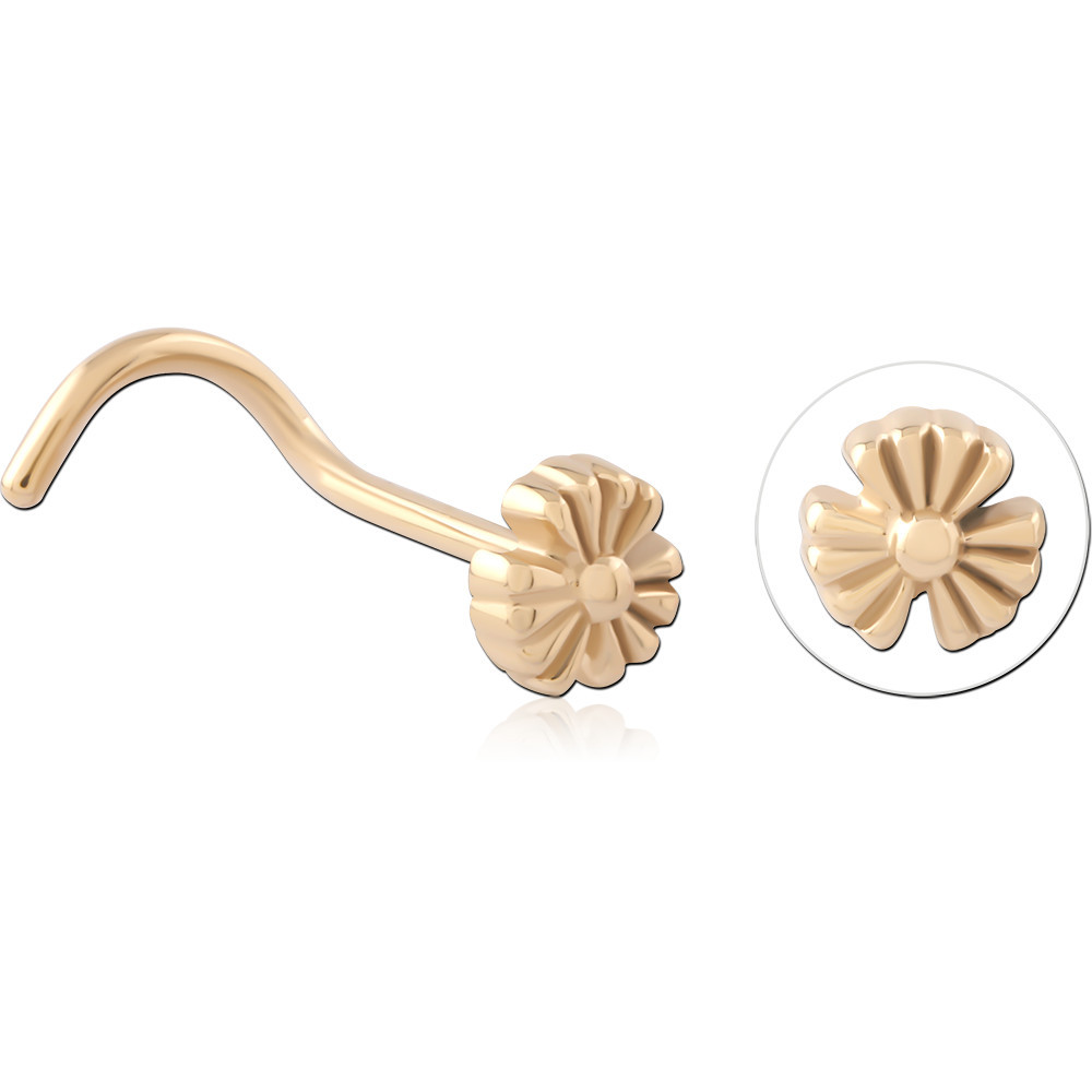 GOLD PVD 18K COATED SURGICAL STEEL CURVED NOSE STUD