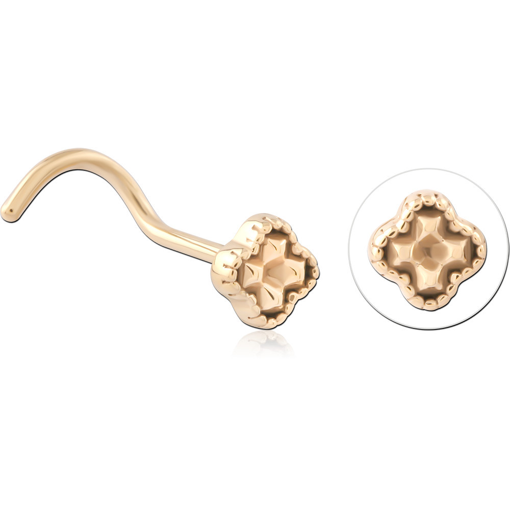 GOLD PVD 18K COATED SURGICAL STEEL CURVED NOSE STUD