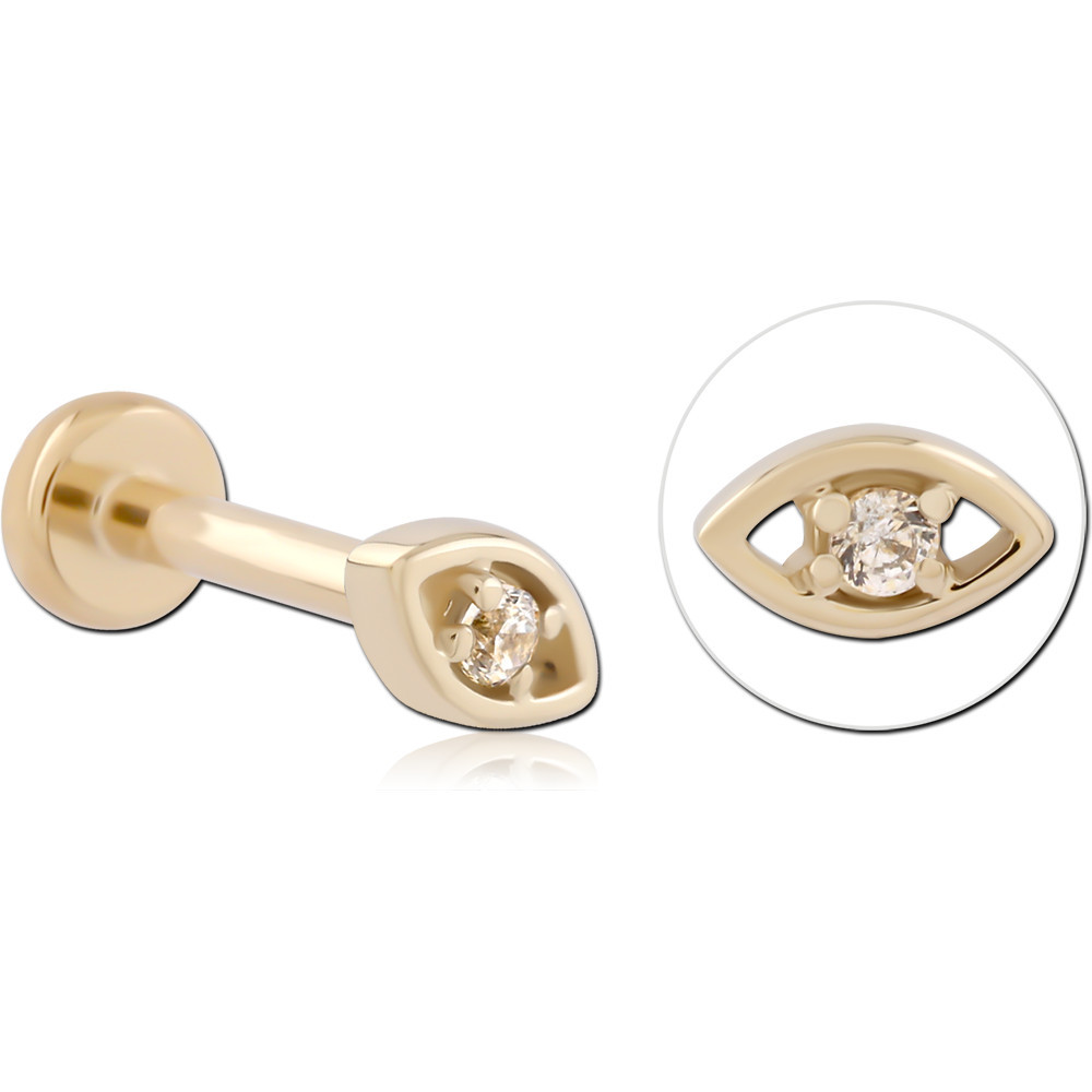 14K YELLOW GOLD THREADLESS WITH GOLD PVD 18K COATED TITANIUM THREADLESS LABRET PIN