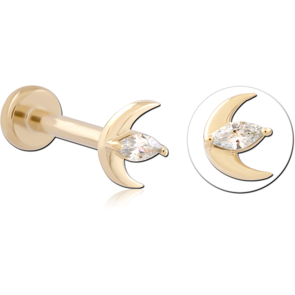 14K YELLOW GOLD THREADLESS WITH GOLD PVD 18K COATED TITANIUM THREADLESS LABRET PIN