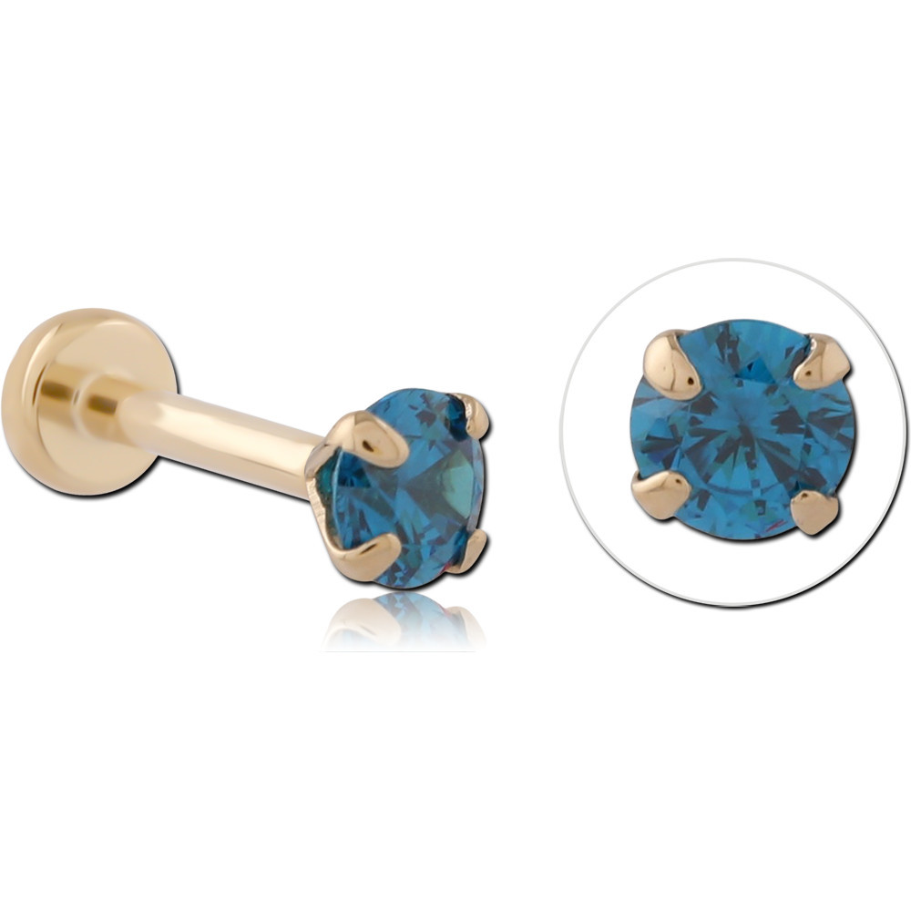 14K YELLOW GOLD THREADLESS WITH GOLD PVD 18K COATED TITANIUM THREADLESS LABRET PIN