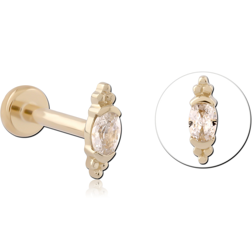 14K YELLOW GOLD THREADLESS WITH GOLD PVD 18K COATED TITANIUM THREADLESS LABRET PIN