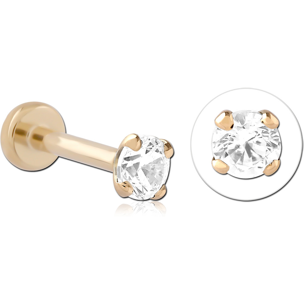 14K YELLOW GOLD THREADLESS WITH GOLD PVD 18K COATED TITANIUM THREADLESS LABRET PIN