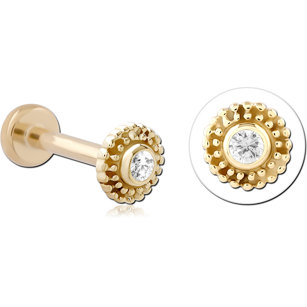 14K YELLOW GOLD THREADLESS WITH GOLD PVD 18K COATED TITANIUM THREADLESS LABRET PIN