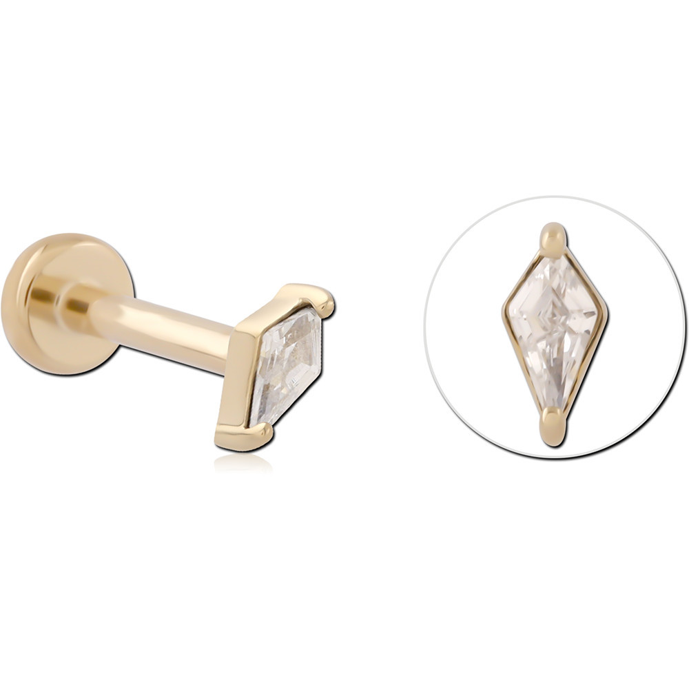 14K YELLOW GOLD THREADLESS WITH GOLD PVD 18K COATED TITANIUM THREADLESS LABRET PIN