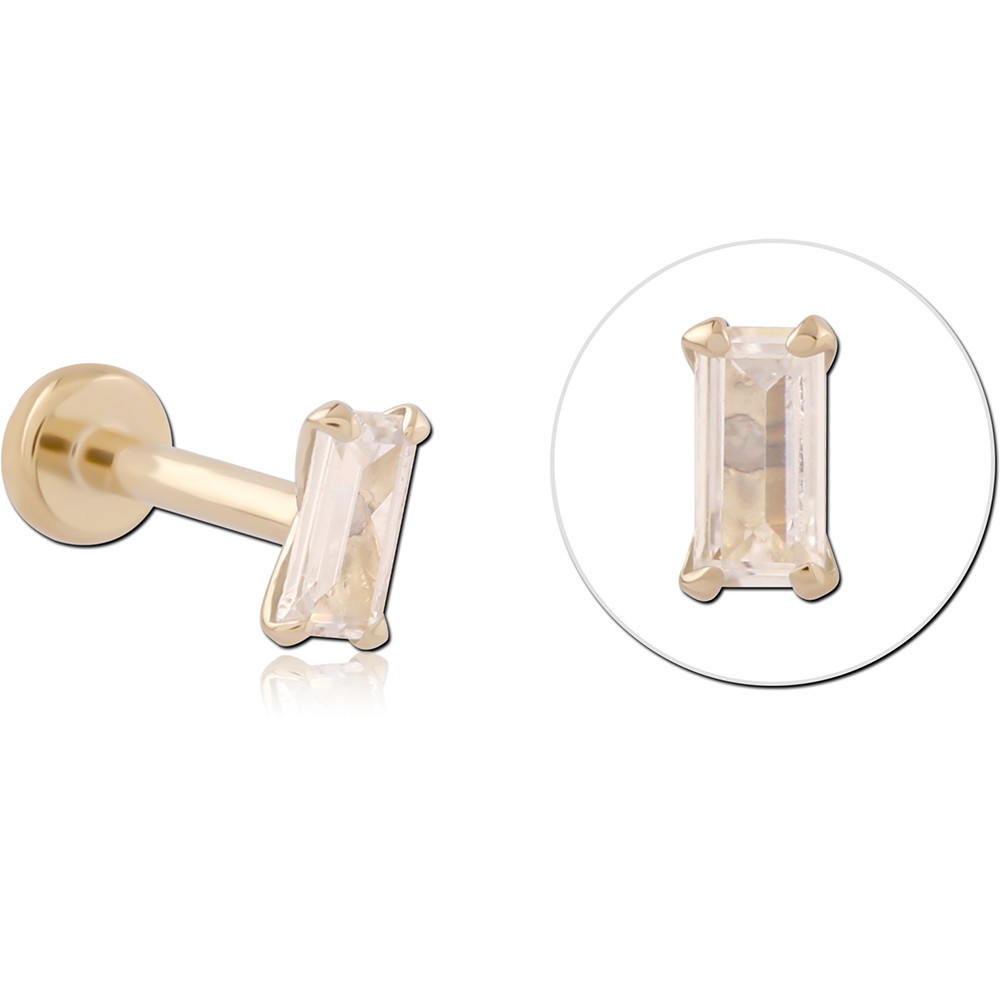 14K YELLOW GOLD THREADLESS WITH GOLD PVD 18K COATED TITANIUM THREADLESS LABRET PIN