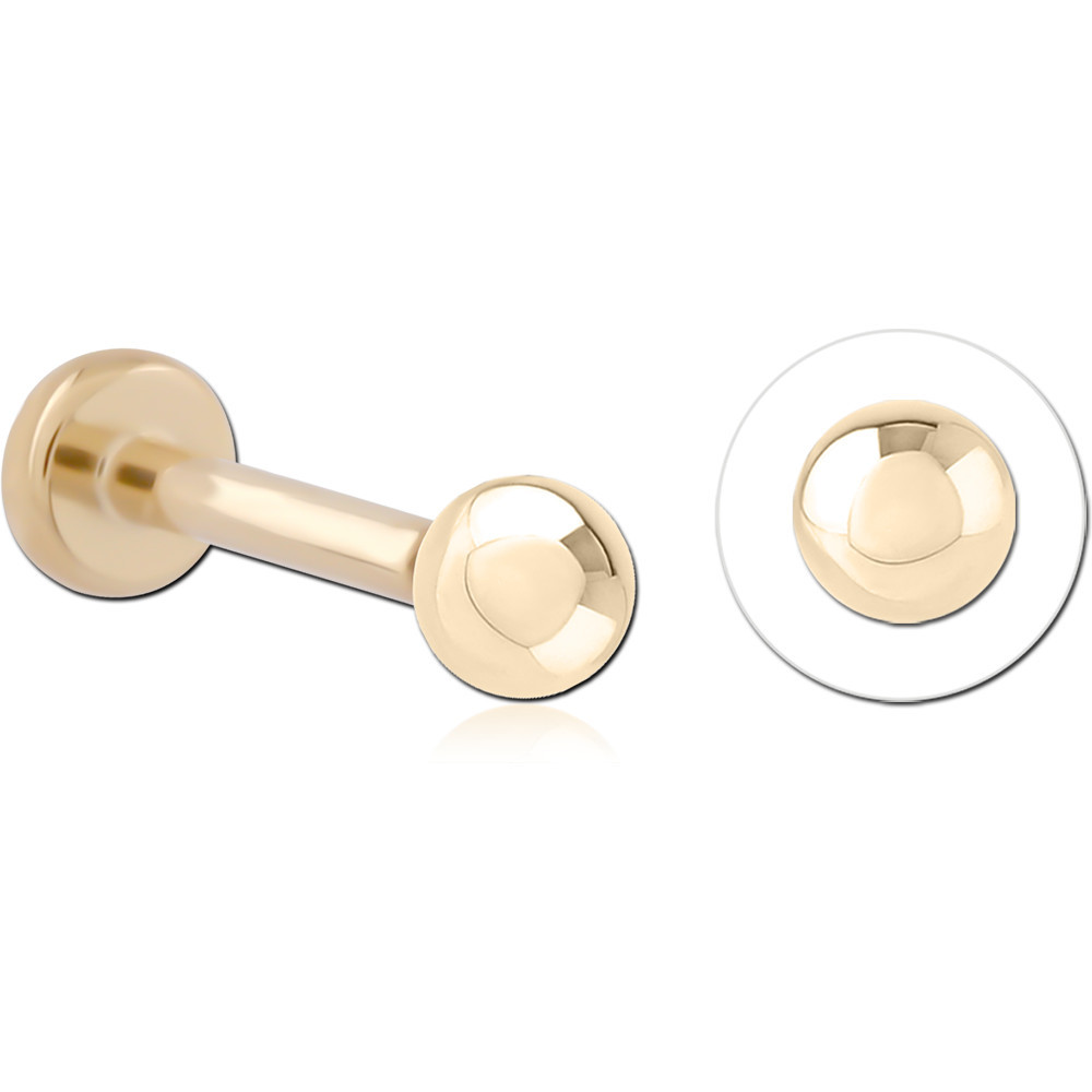 14K YELLOW GOLD THREADLESS WITH GOLD PVD 18K COATED TITANIUM THREADLESS LABRET PIN
