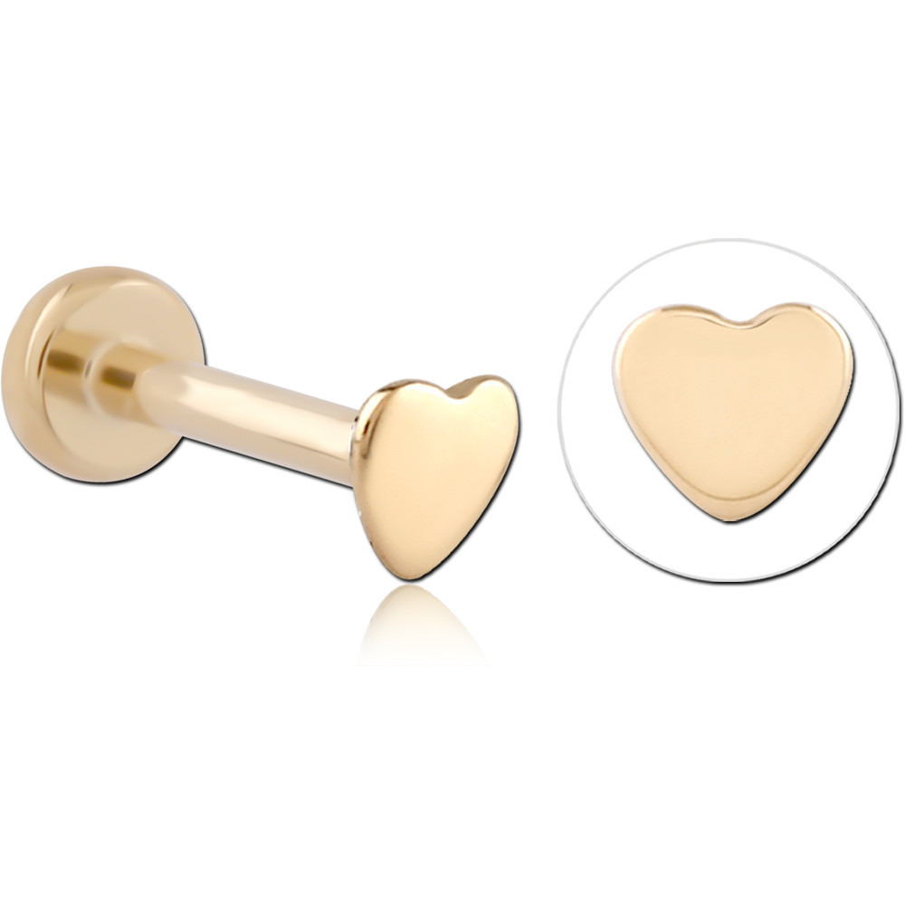 14K YELLOW GOLD THREADLESS WITH GOLD PVD 18K COATED TITANIUM THREADLESS LABRET PIN