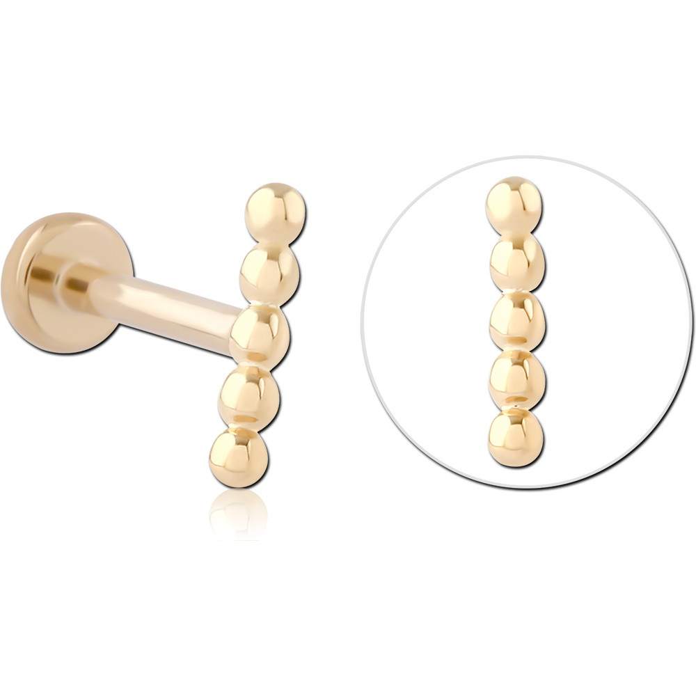 14K YELLOW GOLD THREADLESS WITH GOLD PVD 18K COATED TITANIUM THREADLESS LABRET PIN
