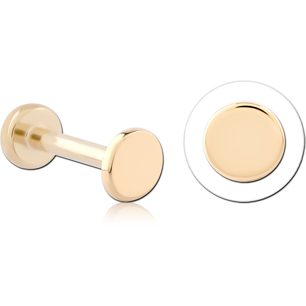 14K YELLOW GOLD THREADLESS WITH GOLD PVD 18K COATED TITANIUM THREADLESS LABRET PIN