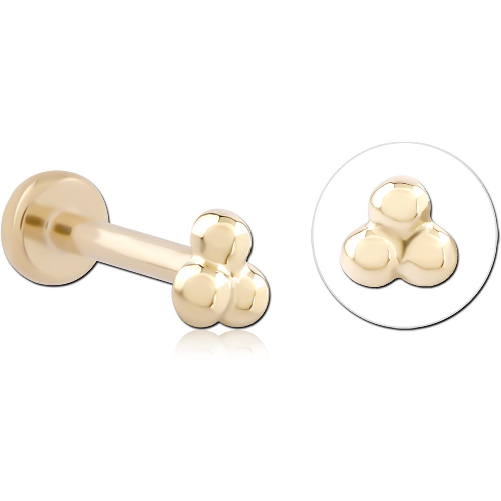 14K YELLOW GOLD THREADLESS WITH GOLD PVD 18K COATED TITANIUM THREADLESS LABRET PIN