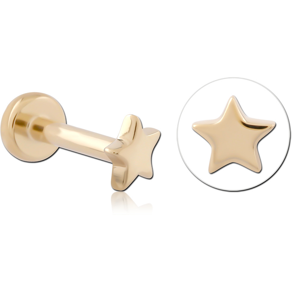 14K YELLOW GOLD THREADLESS WITH GOLD PVD 18K COATED TITANIUM THREADLESS LABRET PIN