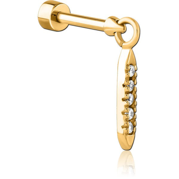 GOLD PVD COATED SURGICAL STEEL JEWELLED TRAGUS MICRO BARBELL