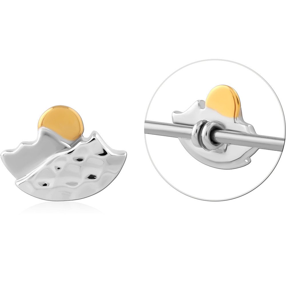 SURGICAL STEEL INDUSTRIAL SLIDING CHARM SUN OVER MOUNTAIN PANEL POLISHED FINISH
