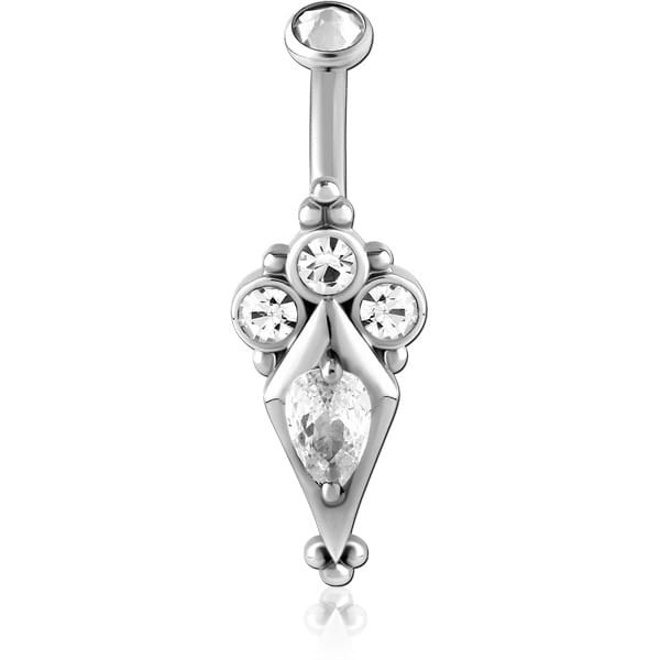 SURGICAL STEEL INTERNALLY THREADED DOUBLE JEWELLED NAVEL BANANA