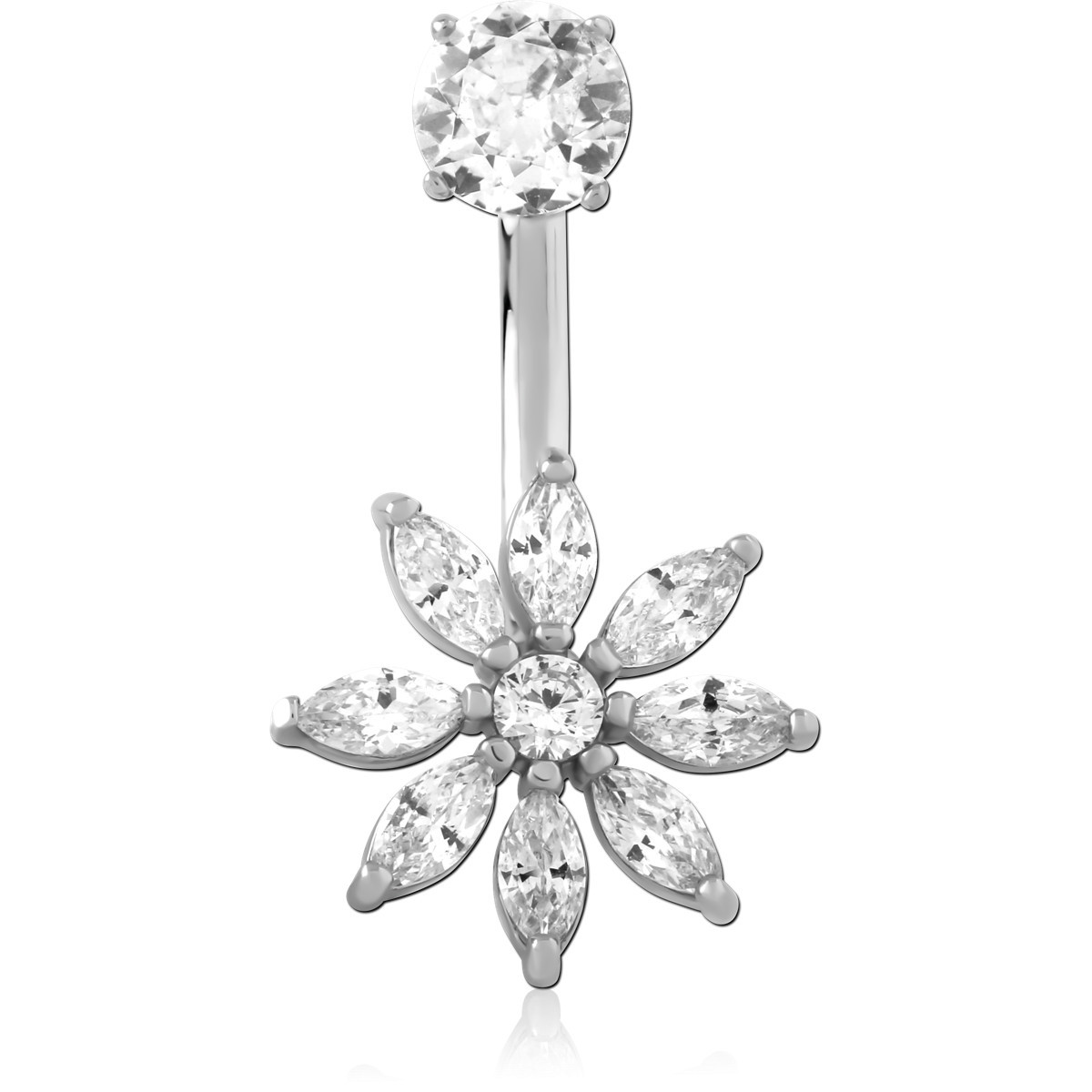 SURGICAL STEEL INTERNALLY THREADED DOUBLE JEWELLED NAVEL BANANA
