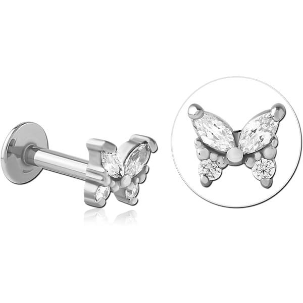SURGICAL STEEL INTERNALLY THREADED JEWELLED MICRO LABRET