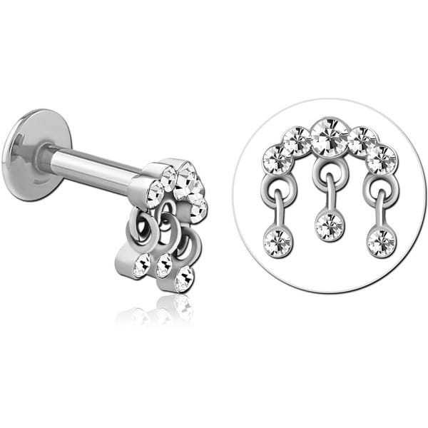 SURGICAL STEEL INTERNALLY THREADED JEWELLED MICRO LABRET