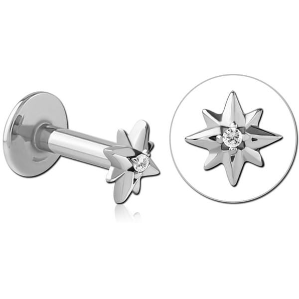 SURGICAL STEEL INTERNALLY THREADED JEWELLED MICRO LABRET