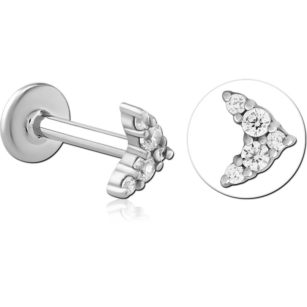 SURGICAL STEEL INTERNALLY THREADED JEWELLED MICRO LABRET