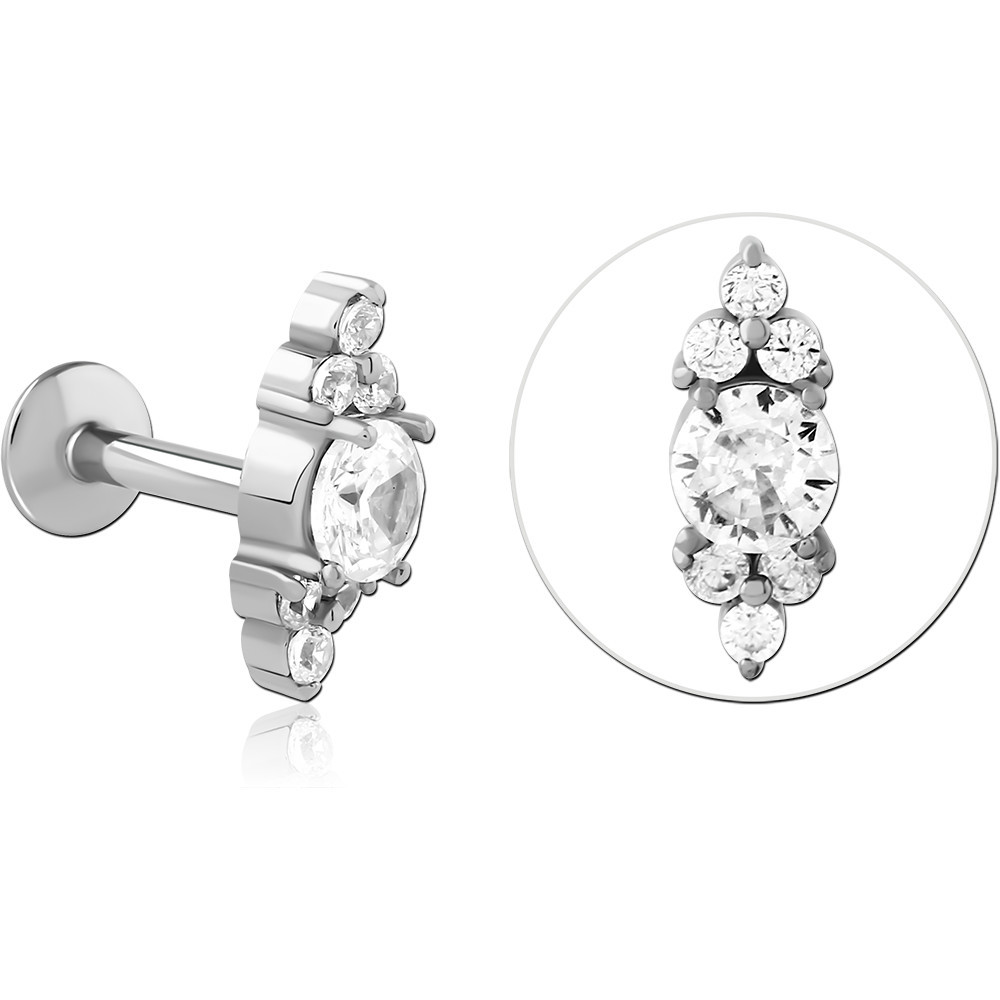 SURGICAL STEEL INTERNALLY THREADED JEWELED MICRO LABRET