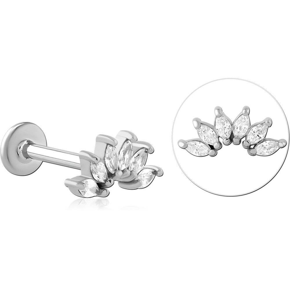 SURGICAL STEEL INTERNALLY THREADED JEWELED MICRO LABRET