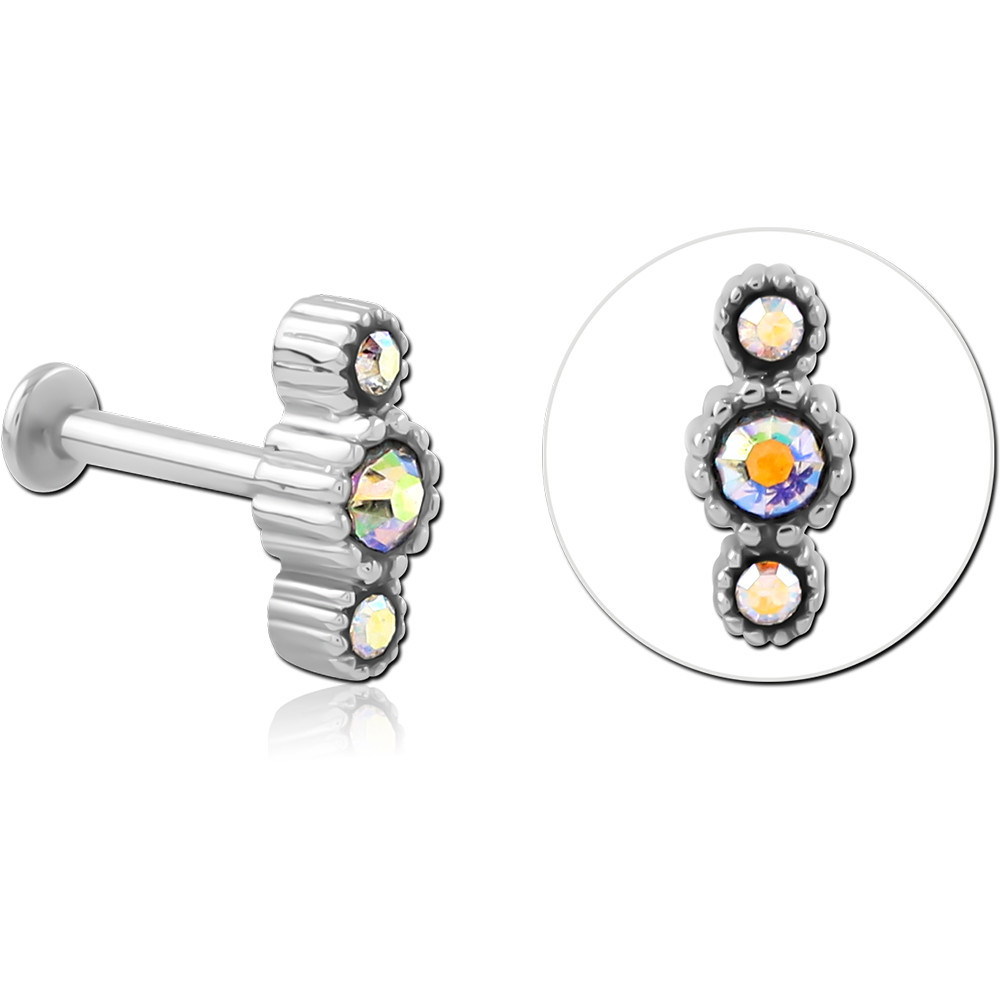 SURGICAL STEEL INTERNALLY THREADED JEWELED MICRO LABRET