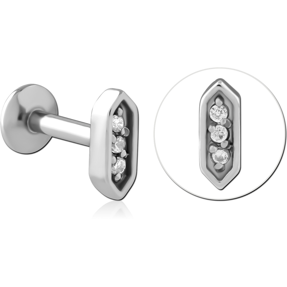 SURGICAL STEEL INTERNALLY THREADED JEWELLED MICRO LABRET