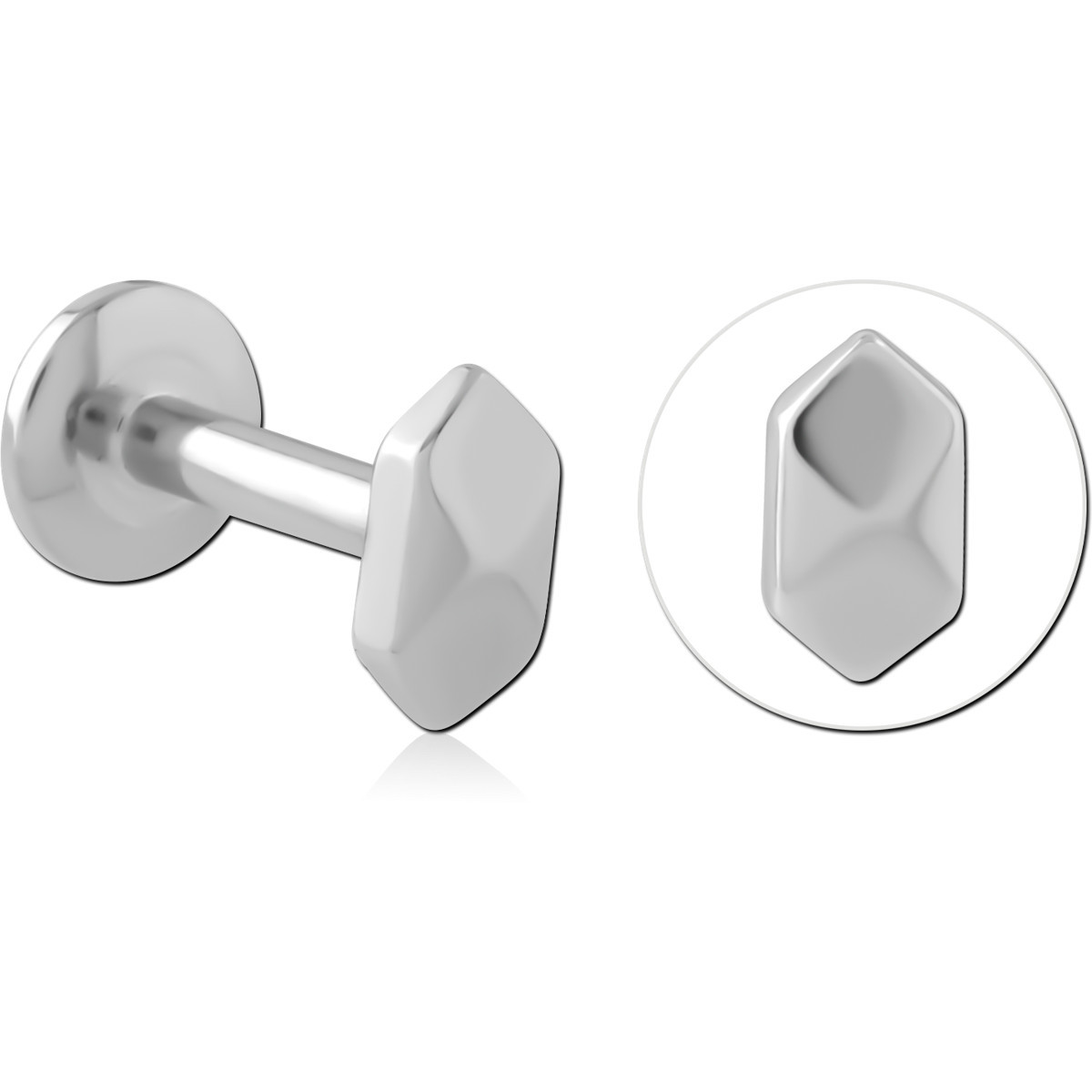 316L SURGICAL STEEL INTERNAL LABRET GEOMETRIC SHIELD FLAT POLISHED TOP