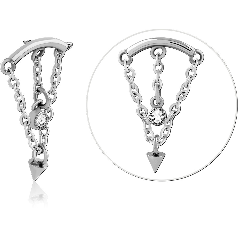 SURGICAL STEEL JEWELED MICRO ATTACHMENT WITH CHAIN FOR 1.2 INTERALLY THREADED PINS